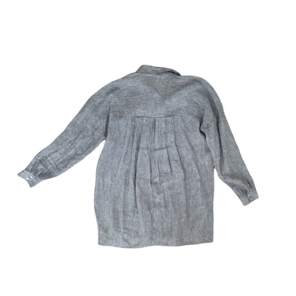Eileen Fisher gray organic linen button down shirt size XXS - Picture 3 of 6